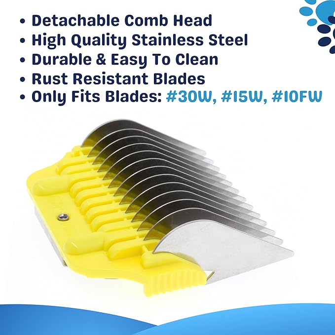 16MM 5/8" Cut Wide Clipper Guard Attachment Fits A5 Type Blade | Stainless Steel Blade for Professional Groomers and Stylist | Snap-On/Off Design