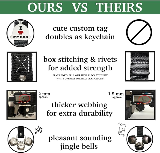 Caldwell's Pet Supply Co. Dog Potty Bells, Dog Door Bell, Bells to Go Outside, Potty Training Bell, Dogs Doorbell, Dogs Potty Doorbell, Ring to Go Pee, All Breed Puppy Training Tool - Gray (Set of 2)