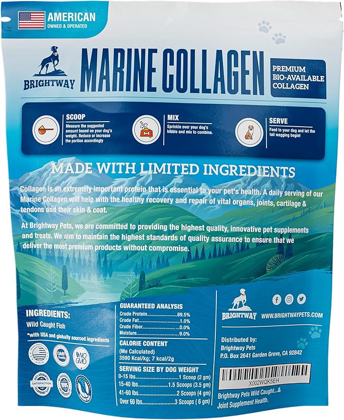 Wild Caught Marine Pet Collagen for Dogs, Peptide for Dogs - Improves Gut, Skin & Coat Health, Allergies, Pet Mobility Hip & Joint Supplement Health