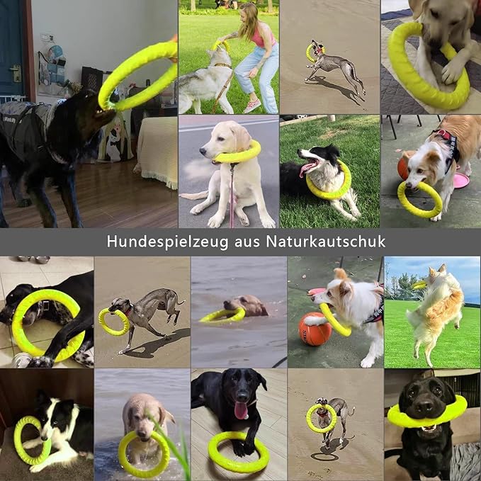 Large Dog Durable Indestructible Floating Flying Disc Ring Toys for Chewers,Pool Swimming,Throwing,Catching,Grabbing Pitch,Indoors,Outdoors Playing&Training