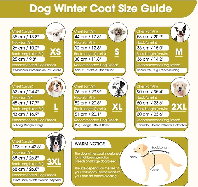 BRKURLEG Dog Winter Jackets for Large Dogs, Dog Coat with Harness Built in, Dogs Snowsuits with Zipper, Waterproof Windproof Pet Puffer Jacket Fleece Vest for Labrador, Dalmatian, Green XXL