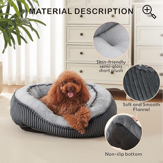 SIWA MARY Dog Beds for Small Medium Large Dogs & Cats. Washable Pet Bed, Orthopedic Dog Sofa Bed, Luxury Wide Side Fancy Design, Soft Calming Sleeping Warming Puppy Bed, Anti-Slip Bottom(25"x21"x8")