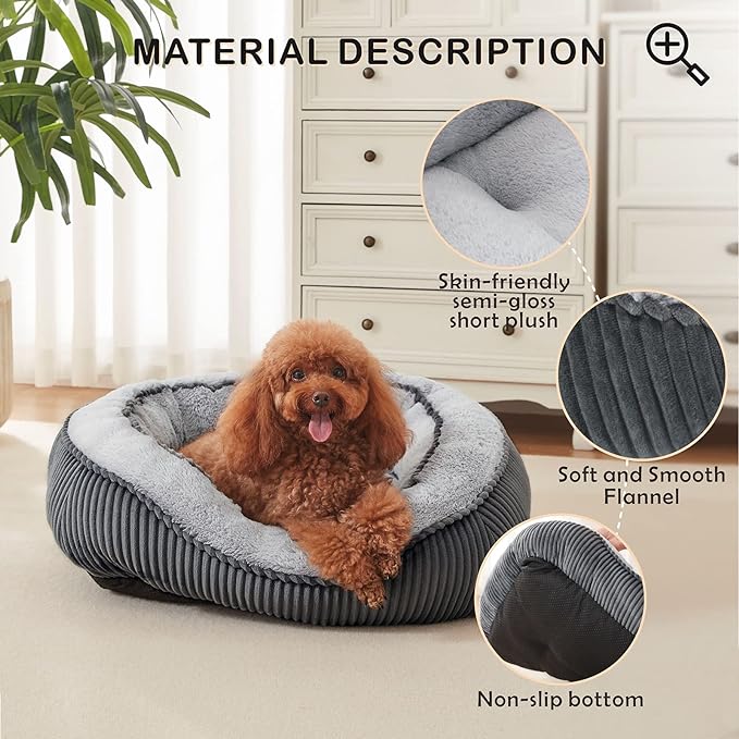 SIWA MARY Dog Beds for Small Medium Large Dogs & Cats. Washable Pet Bed, Orthopedic Dog Sofa Bed, Luxury Wide Side Fancy Design, Soft Calming Sleeping Warming Puppy Bed, Anti-Slip Bottom