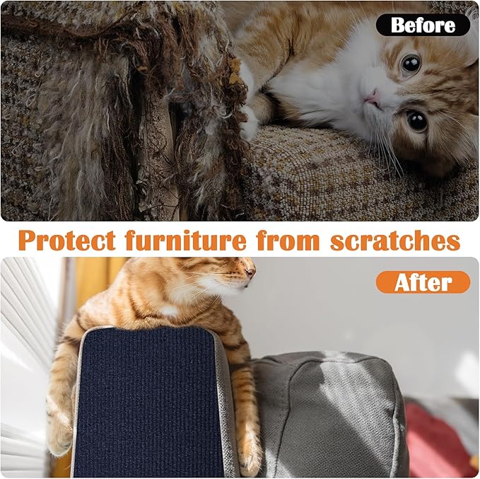 Cat Scratch Furniture Protector - 118" x 17" Trimmable Self-Adhesive Cats Claws Scratch Pads, DIY Cat Climbing Couch Protector for Scratch Post Cat Tree Replacement Indoor (Dark Blue)