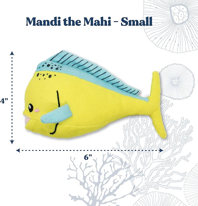 Dog Toys | Plush Toy Mahi Mahi Stuffed Animal for Dogs | Small Eco Friendly Toy - Easy to Clean and Made from Non Toxic Materials