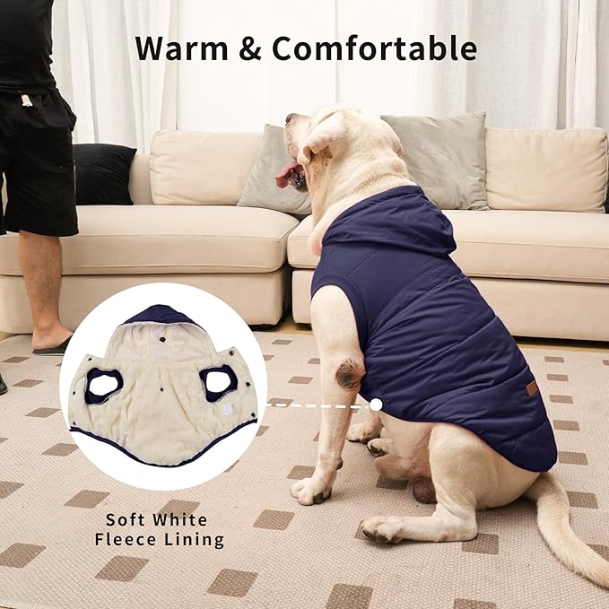 Fleece Lining Extra Warm Dog Hoodie in Winter,Small Dog Jacket Puppy Coats with Hooded,Blue S