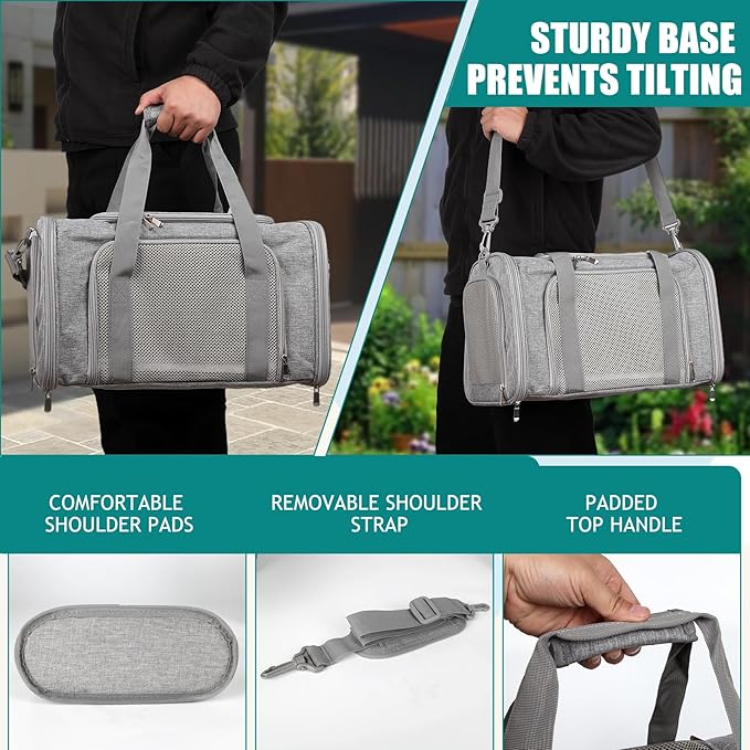 Top tasta Dog Cat Carrier Pet Carriers for Small Medium Large Cats Dogs Carrier Soft Sided Small Puppy Dog Carrier Portable Foldable Airline Approved Dog Cat Travel Carrier Grey Medium