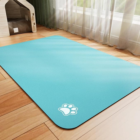 Pet Feeding Mat - Absorbent Dog Mat for Food and Water, No Stains Cat Bowl Mat, Easy to Clean Pet Placemats, Quick Dry Dog Water Dispenser Mat for Messy Drinkers | Paw Teal 16"x 24"