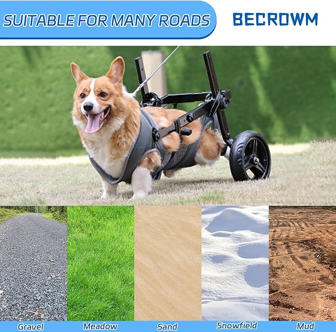 Dog Wheelchair for Back Legs, Light Weight Dog Wheelchair Cart with Disabled Hind Legs Walking, Adjustable