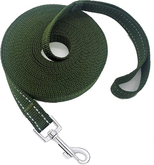 Nylon Training Dog Leash for Small Medium Dogs, 15ft 20ft 30ft 50ft 100ft Reflective Long Leash Dog/Puppy Lead for Obedience Recall Training, Camping