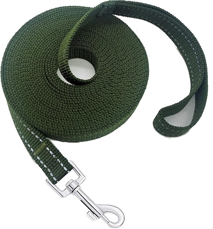 Nylon Training Dog Leash for Small Medium Dogs, 15ft 20ft 30ft 50ft 100ft Reflective Long Leash Dog/Puppy Lead for Obedience Recall Training, Camping