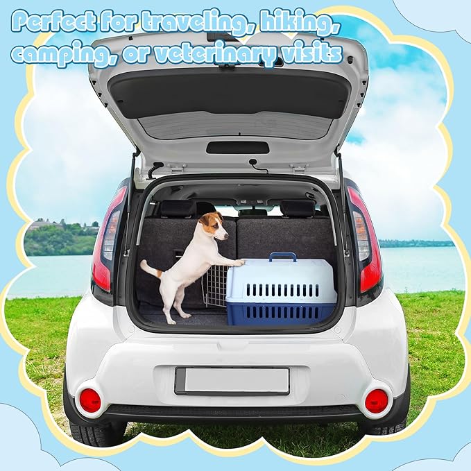 Maxdot 2 Set Travel Pet Carrier Hard-Sided Plastic Dog and Cat Kennel with Wire Door and Cooling Pad Fully Breathable Easy to Install Pet Carrier for Traveling Hiking Camping Veterinary Visits