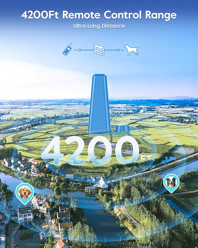 Dog Training Collar with Remote, 4200Ft Remote Electronic Dog Shock Collar with Beep, Vibration, Shock, Light and No Shock Mode, Electric Shock Collar for Small Medium Large Dogs(Black)