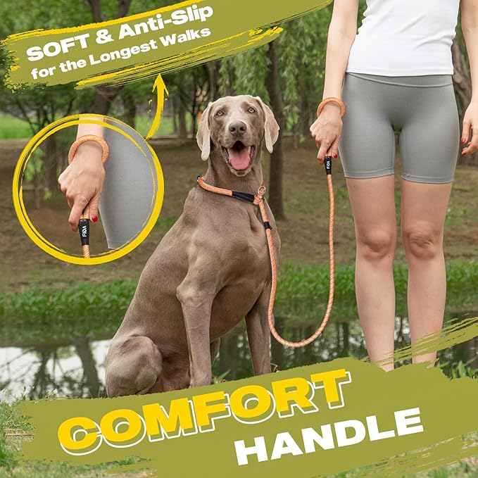Fida Slip Leads for Dogs, 4 FT x 1/2" Dog Leash Heavy Duty Comfortable Strong Rope Leash for Large, Medium Dogs, No Pull Pet Training Leash with Highly Reflective,Orange