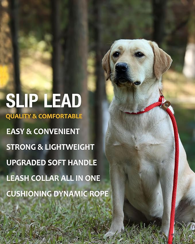 lynxking 8 FT Dog Leash Slip Lead 2 Pack Strong Heavy Duty Braided Dog Training Leash No Pull Training Lead Leashes for Medium Large and Small Dogs