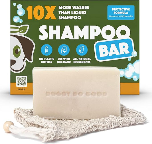Doggy Do Good Deshedding Dog Shampoo Bar, Dog Soap Bar, Geranium & Citronella Shampoo for Dogs, Natural Dog Shampoo for Shedding Control, Hypoallergenic, Healthy Coat, Equals 30 oz Shampoo