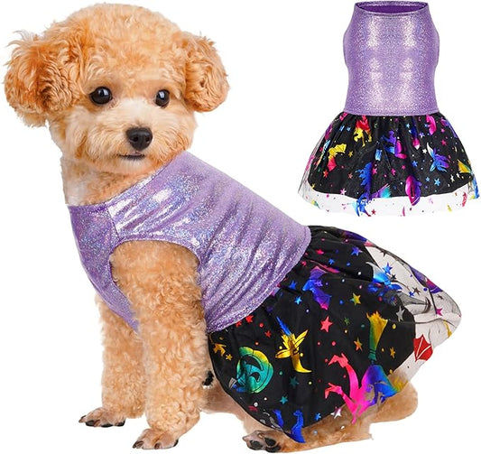 Dog Halloween Costume Dog Dress Witch Tulle Skirt Halloween Pet Clothes for Puppy Small Cats (Purple, X-Large)