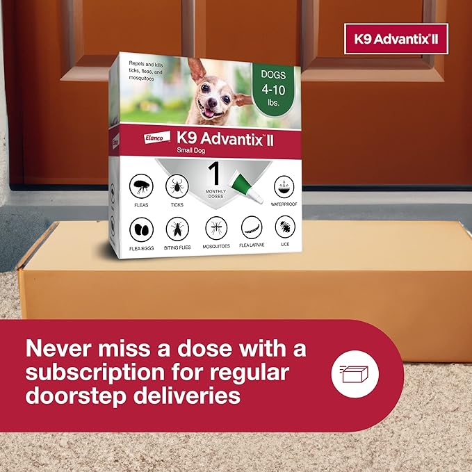 K9 Advantix II Small Dog Vet-Recommended Flea, Tick & Mosquito Treatment & Prevention | Dogs 4-10 lbs. | 1-Mo Supply (Pack of 3)