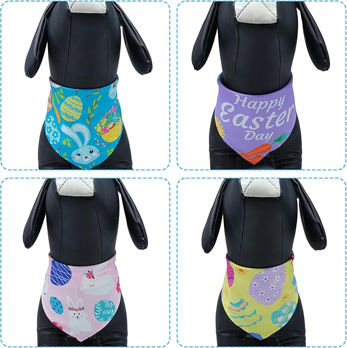 Easter Dog Bandanas for Large Dog Breed 7 Pcs Sewing Hemming Polyester Dogs Bandana Adjustable XXL Dogs Scarves Grooming L