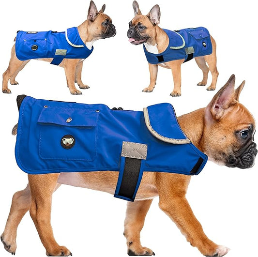 Joyride Harness FrostFlex Dog Winter Jacket - Fleece Lined & Water-Resistant - Snowsuit with Pockets for Treats & Poop Bags - Durable Cold Weather Dog Coat - Blue Serenity-L