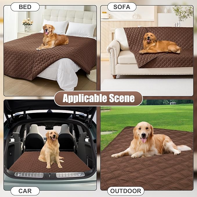 Smiry Waterproof Dog Blanket, Reversible Dog Bed Cover Pet Blanket, Soft Pet Couch Covers for Sofa Washable, Bed Couch Sofa Furniture Protector for Puppy Cat Kids (30"x70", Brown/Brown)