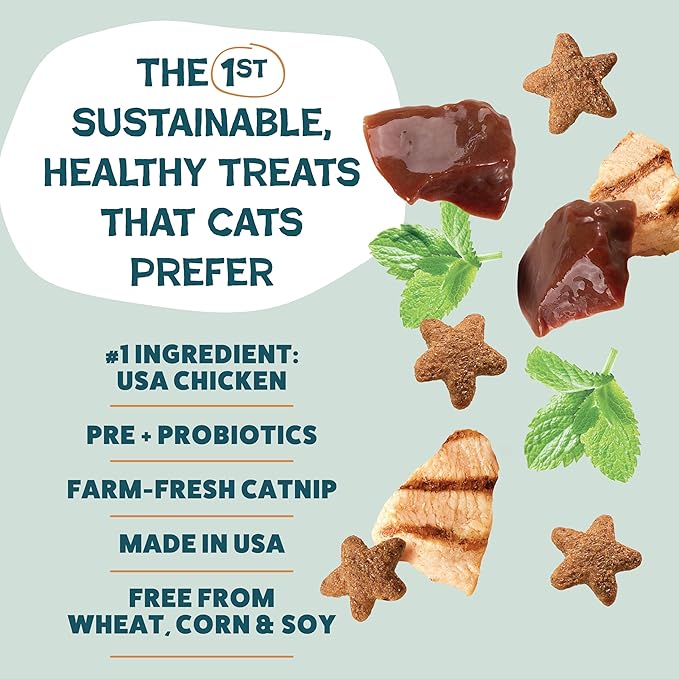 Shameless Pets Crunchy Cat Treats - Catnip Treats for Cats with Digestive Support, Kitten Treats with Real Ingredients, Natural & Healthy Flavored Feline Snacks - Catnip N Chill Chicken Liver, 1-pk