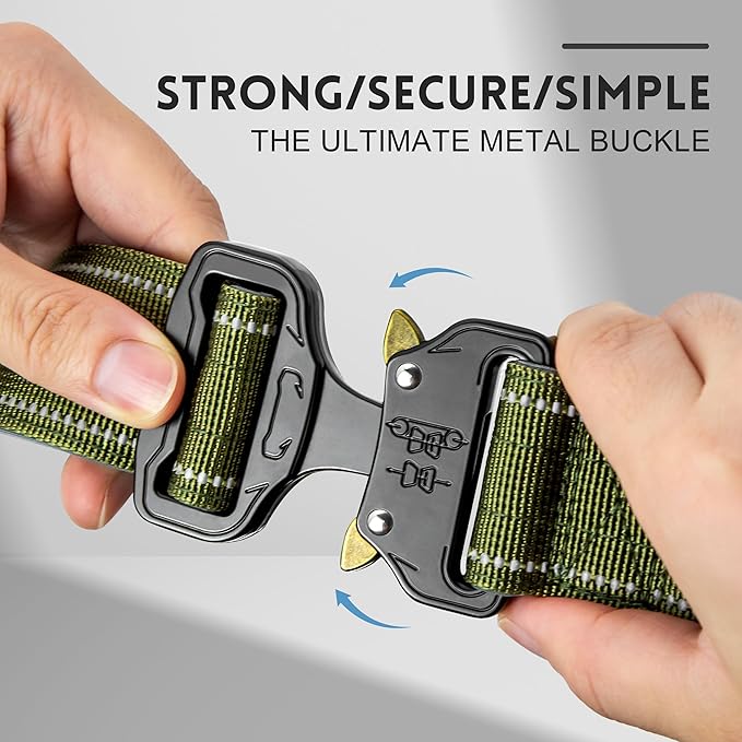 Personalized Tactical Dog Collar with Soft Padding & Reflective Strips for Large Dogs, Heavy Duty Nylon with Metal Buckle, Custom Name, Durable, Available in Pink, Blue, Black, Green