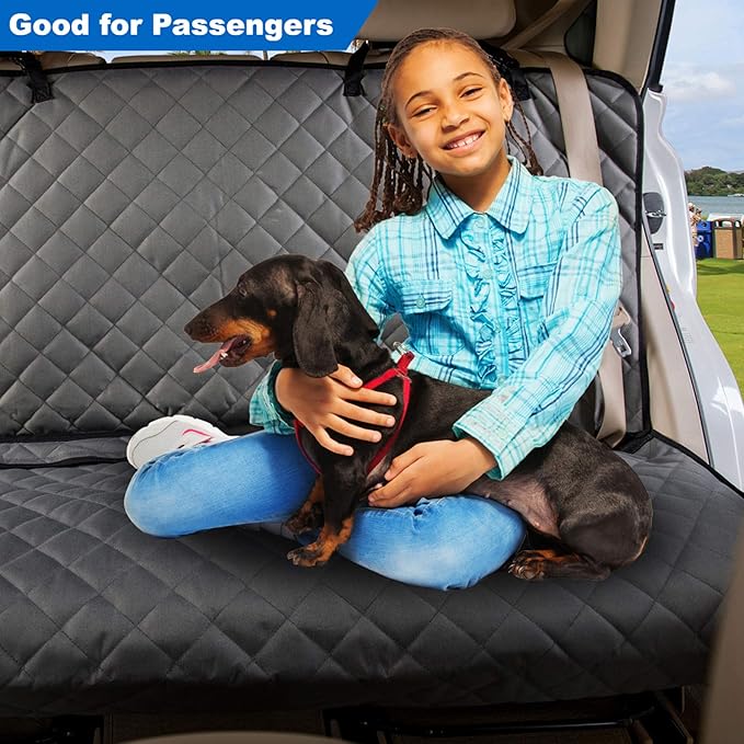 Bench Car Seat Cover Protector - Waterproof, Heavy-Duty and Nonslip Pet Car Seat Cover for Dogs with Universal Size Fits for Vehicles, Trucks & SUVs(Grey)