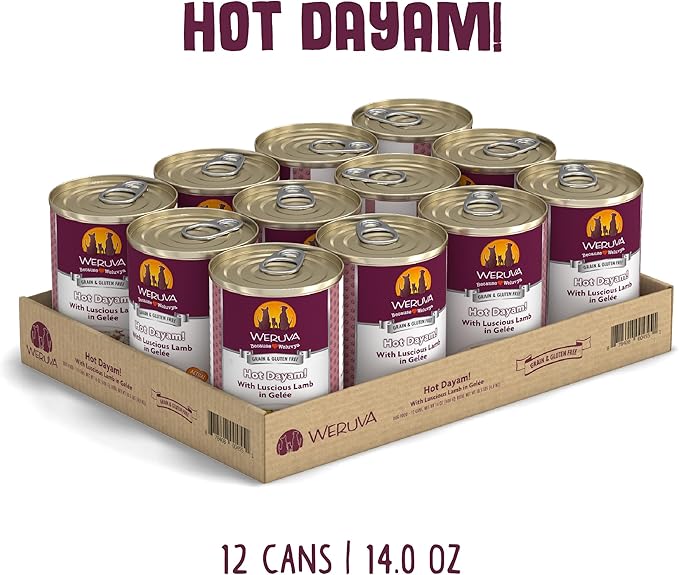Weruva Classic Dog Food, Hot Dayam! with Lamb in Gelée, 14oz Can (Pack of 12)