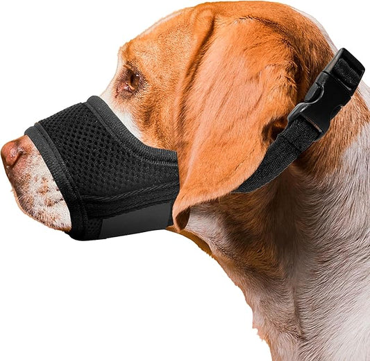 Dog Muzzle, Soft Breathable Muzzle for Small Medium Large Dogs, Air Mesh Nylon Muzzle Cover Prevent Biting Barking Chewing, Adjustable Drinkable Pet Muzzle 6 Sizes(Black,XL)