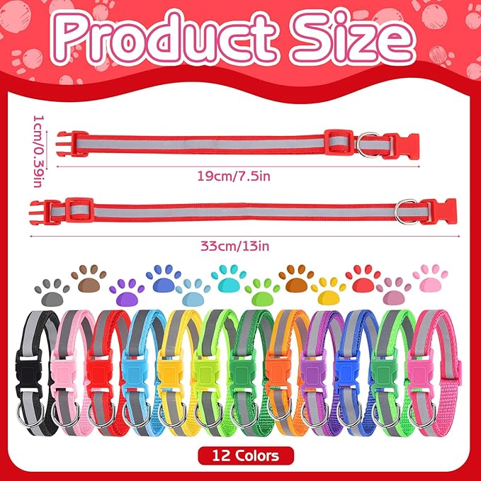 36 Pcs Reflective Puppy Collar and Leash Set, Dog Collar and Leash Adjustable Puppy Collars Quick Release Clip Buckle Dog Collar for Small Medium Dogs Walking Training