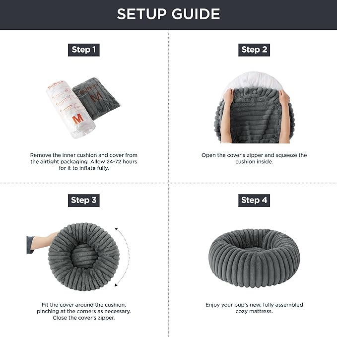 Bedsure Cat beds for Indoor Cats - Donut Dog Beds for Small Dogs with Corduroy Fleece & Anti Slip Bottom, Faux Fur Pet Beds with Washable Removable Cover, Sandy Beige, 20x20x6 inches