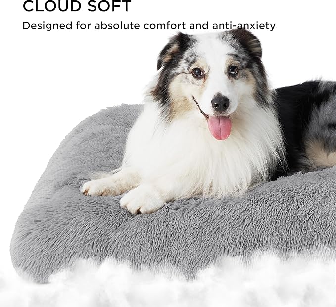 Bedsure Washable Extra Large Dog Bed for Crate, Faux Fur Dog Crate Pad for Large Breed, Plush Soft Comfort Dogs Sleeping Mat, Anti-Slip Pet Kennel Pad, 41" x 29", Grey