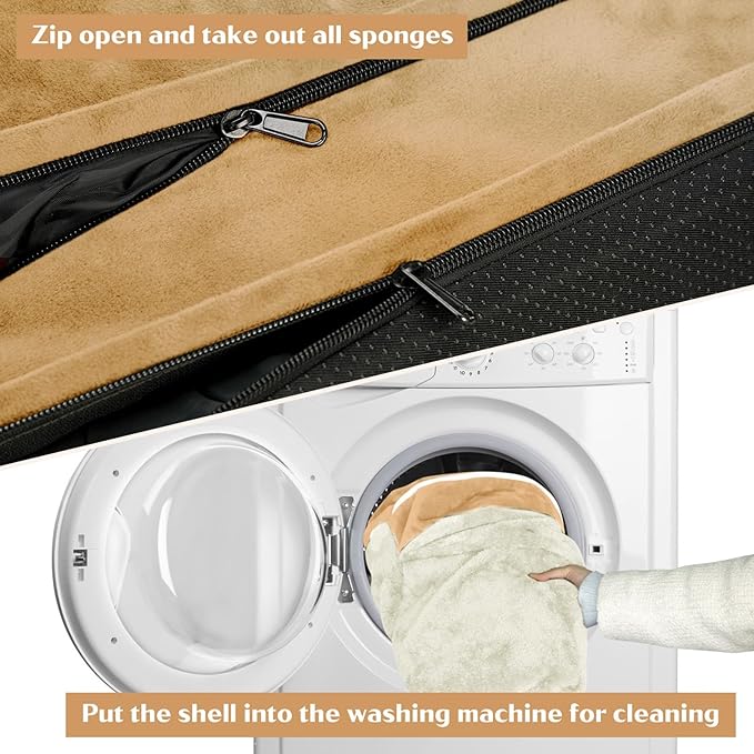 Comfort Expression Orthopedic Dog Bed for Large Dogs 38x25 Inch, Waterproof Supportive Egg Crate Foam Large Pet Bed with Removable Bolsters, Dog Couch with Washable Cover & Non-Slip Bottom, Caramel