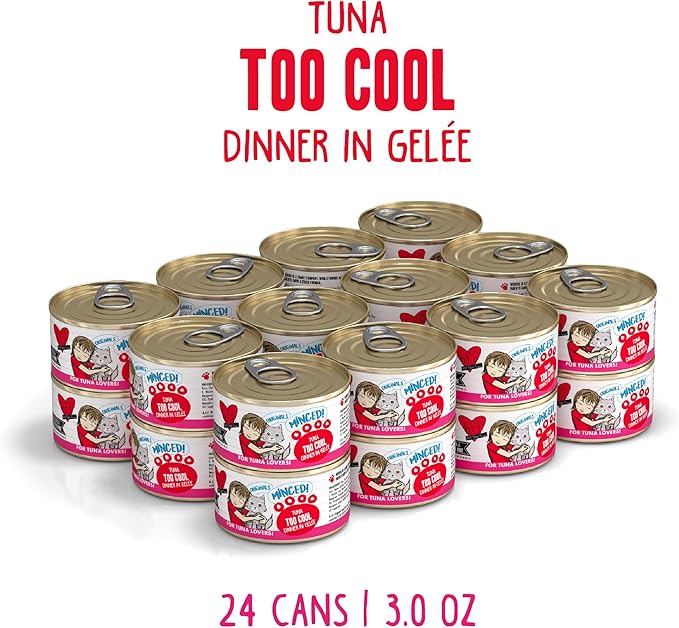 Weruva BFF Minced Natural Wet Cat Food, Tuna Too Cool in Gelee, 3oz Can, Pack of 24