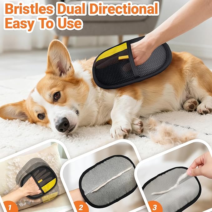 Pet Hair Removal Glove for Cats & Dogs,Electrostatic Pet Hair Remover Grooming Gloves Brush Tool for Laundry,Couch,Furniture,Carpet,Car Seat (Style 2)