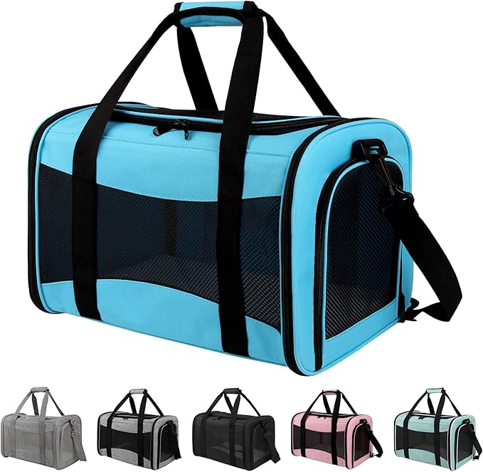 Pet Carriers Soft-Sided Airline Approved Carrier Bag for Small Cats Dogs (Medium,Blue)