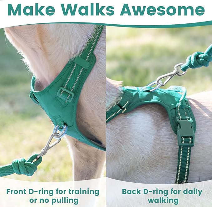 No Pull Dog Harness, Reflective Puppy Vest for Small Medium Large Sized Dog(MARRS Green,XS)