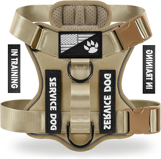 Demigreat Service Dog Harness, Reflective Dog Vest Harness with 5 PCS Patches, Adjustable Soft Oxford Pet Harness, Inner Layer Mesh, Easy to Control for Small Medium Large Dogs