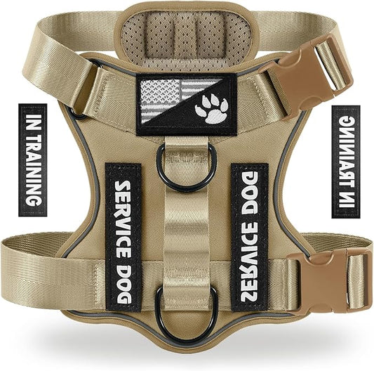 Demigreat Service Dog Harness, Reflective Dog Vest Harness with 5 PCS Patches, Adjustable Soft Oxford Pet Harness, Inner Layer Mesh, Easy to Control for Small Medium Large Dogs
