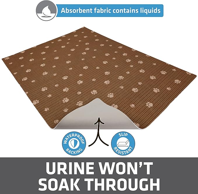 Drymate Original Cat Litter Mat, Contains Mess from Box, Protects Floors, Urine-Proof, Machine Washable, Soft on Kitty Paws, Absorbent, Waterproof (USA Made, Recycled Content) (20”x28”)(BrownTanPaw)