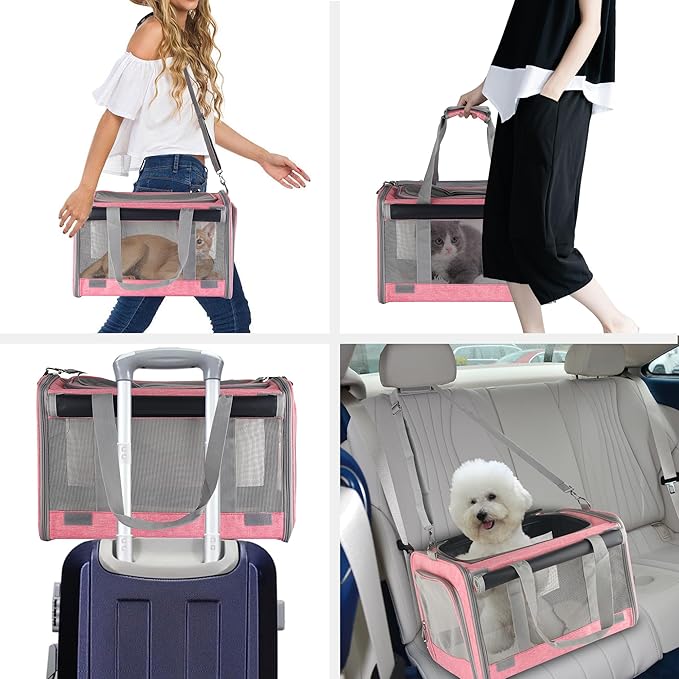 Dog Soft-Sided Carriers Cat Soft-Sided Carriers Dog Carriers Cat Travel Carrier Dog Travel Bag Reptile Carrier Squirrel Carrier Guinea Pig carrierLarge Pink