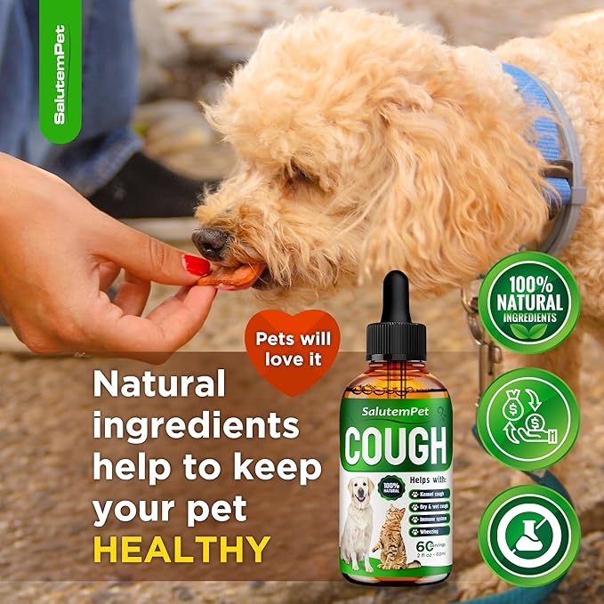 Kennel Cough Medicine for Dogs and Cat - Kennel Cough Treatment for Dogs - Herbal Supplement Liquid for Pet - 2 Oz
