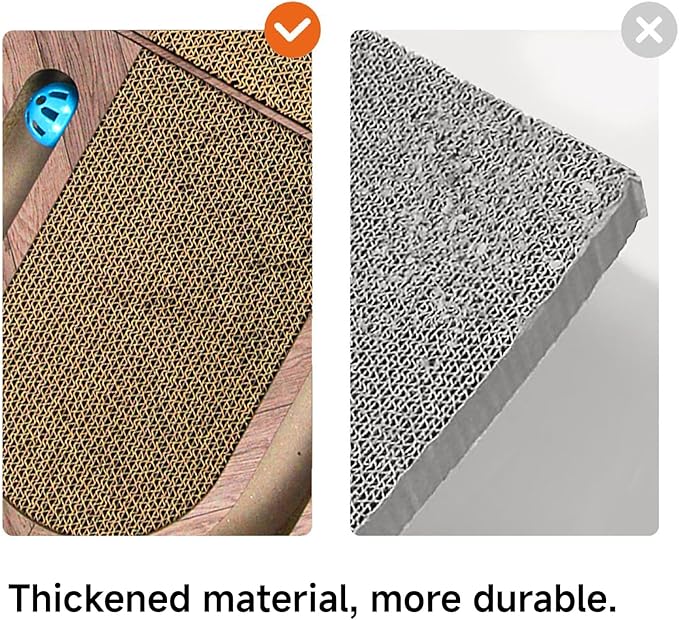 26" Cat Scratcher with Bells, Double Sided Interactive Toy - Encourages Healthy Scratching for Indoor Cats, Use on Floor, Wall or Couch