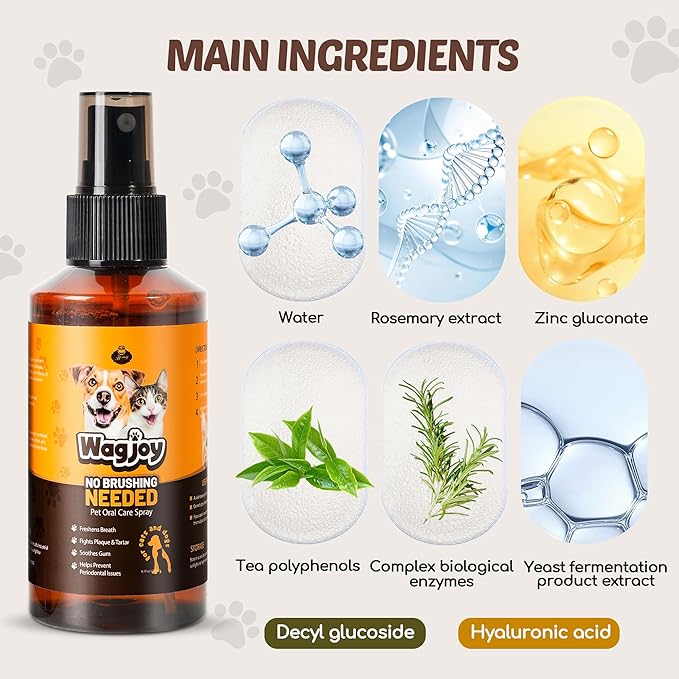 Dog Dental Care Spray, Vet-Recommended Breath Freshener for Pet, Reduces Plaque & Tartar, Prevents Gingivitis & Oral Infections, 5.1 Fl Oz - Teeth Cleaning Spray for Fresh Breath