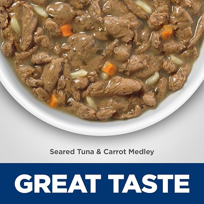 Hill's Science Diet Healthy Cuisine, Senior Adult 11+, Great Taste, Wet Cat Food, Seared Tuna & Carrot Stew, 2.8 oz Can, Case of 24