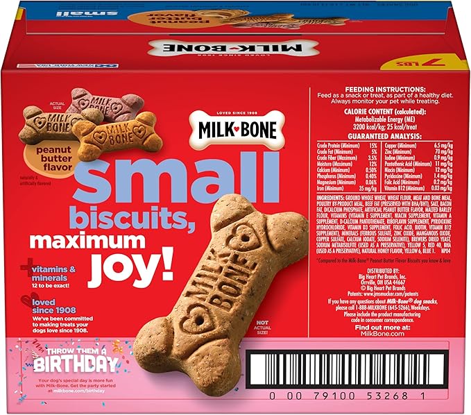 Milk-Bone Peanut Butter Flavor Naturally & Artificially Flavored Dog Biscuits - Crunchy Dog Treats - 7 Pounds (Packaging Design May Vary)