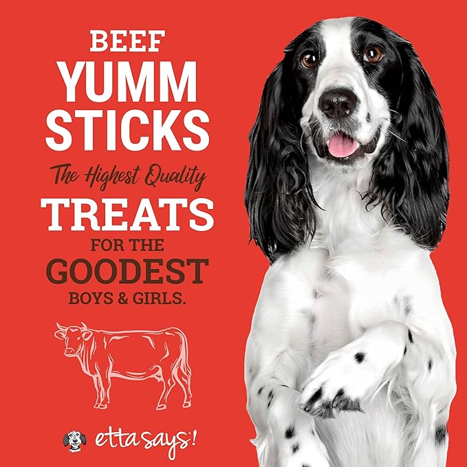 etta says! Yumm Sticks - Real Meat Beef Dog Jerky Treats - Human Grade - Made in The USA (24 Count Pack of 1)