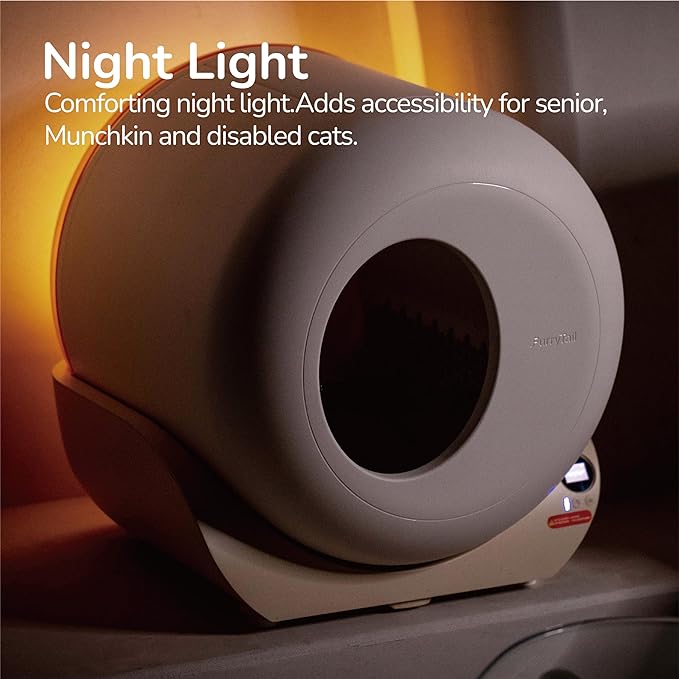 FurryTail Self Cleaning Litter Box with APP - Automatic Cat Litter Box for All Your Cats, Odor Control, Spacious Interior and Large Wastes Bin Capacity,Includes 40 Litter Bags