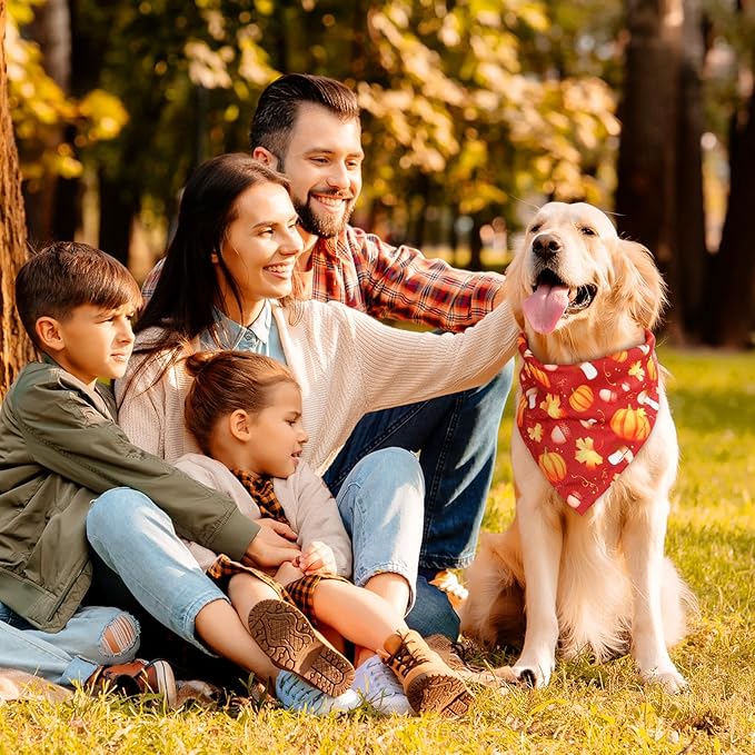 Sweetude 100 Pieces Fall Dog Bandanas Bulk,Thanksgiving Bandanas for Dogs Pumpkin Maple Leaves Pattern Puppy Triangle Scarf Bibs for Medium Small Pet Autumn Costume Accessories(25.6 x 17.7 x 17.7)